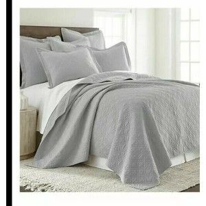 Levtex Home Sasha Linen GRAY TWIN Coverlet Quilt NEW